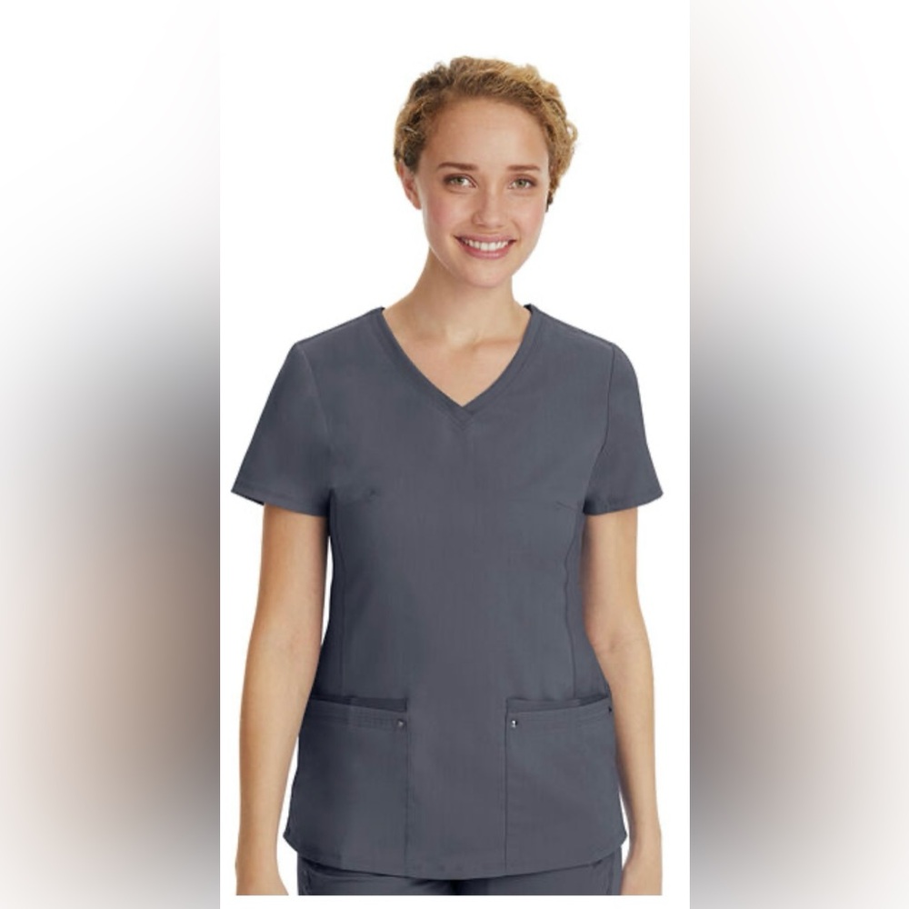 Healing Hands Purple Label Juliet Nurse Yoga Scrub Top Pewter